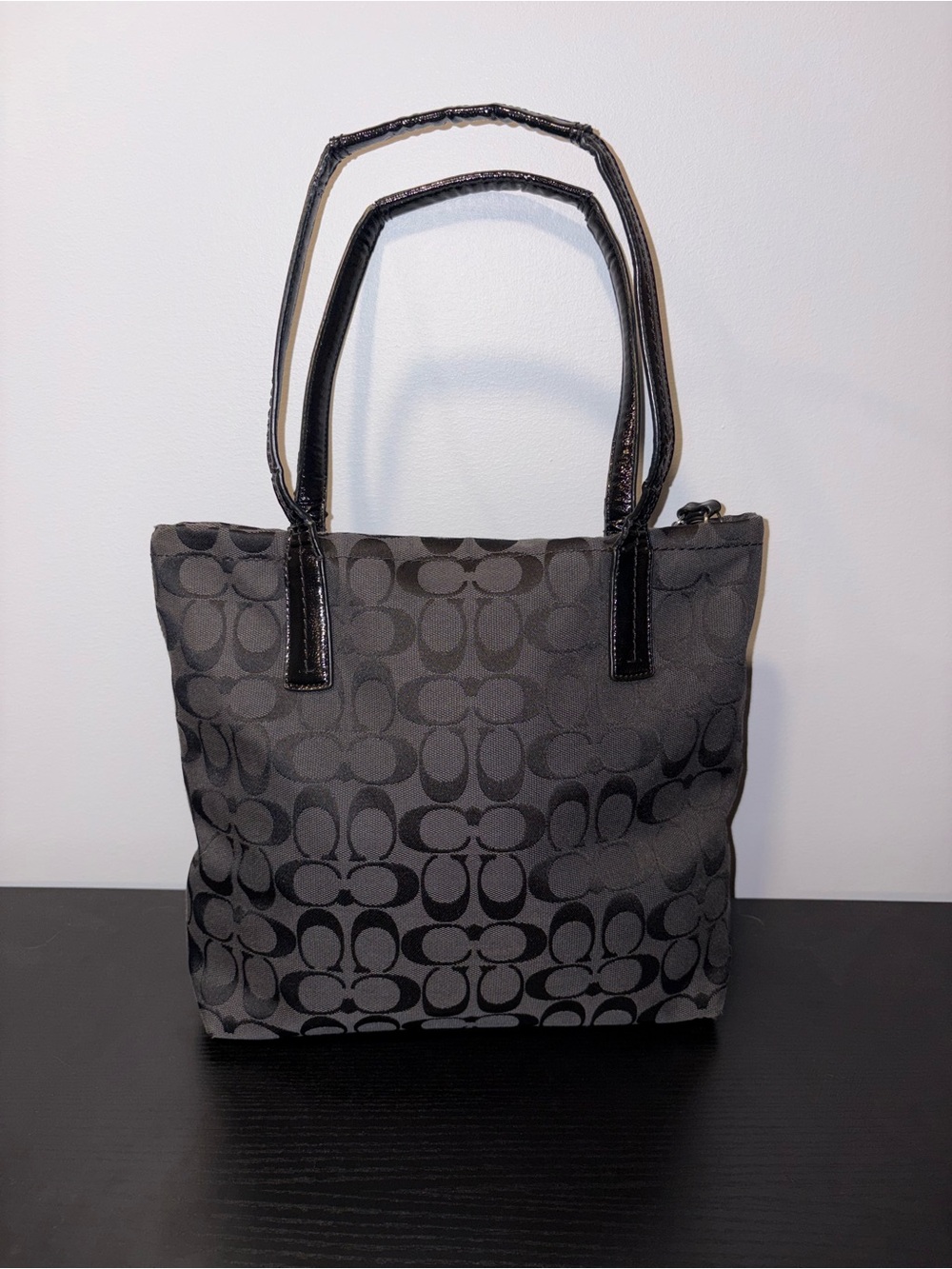 Coach F26706 Signature Gray Black Tote Shoulder Bag Snake Print Stripe - Picture 4 of 14